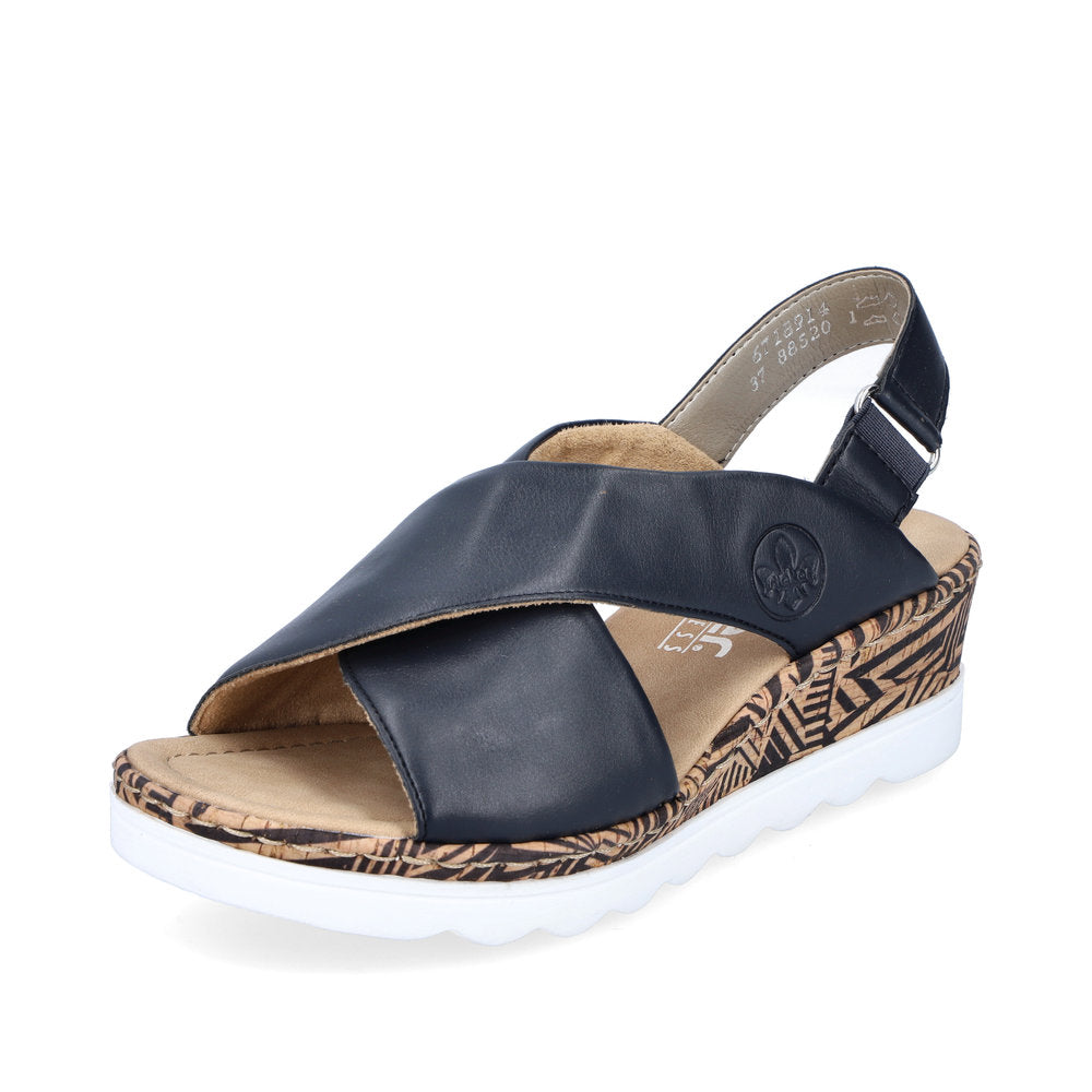 Rieker Ladies Cross Strap Wedge Sandal