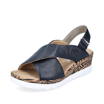 Rieker Ladies Cross Strap Wedge Sandal