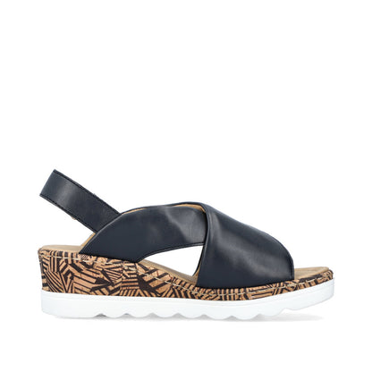 Rieker Ladies Cross Strap Wedge Sandal