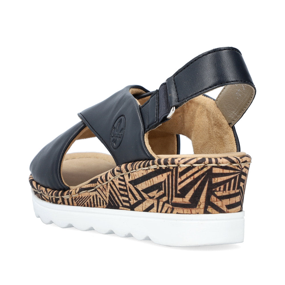 Rieker Ladies Cross Strap Wedge Sandal