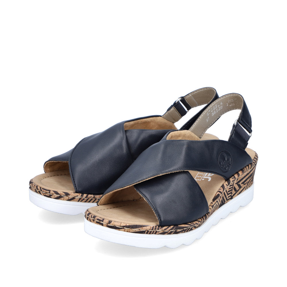 Rieker Ladies Cross Strap Wedge Sandal