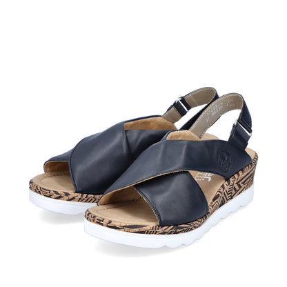 Rieker Ladies Cross Strap Wedge Sandal
