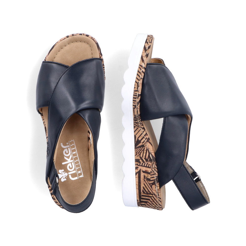 Rieker Ladies Cross Strap Wedge Sandal
