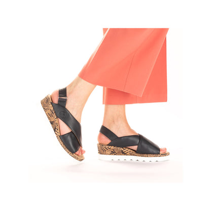 Rieker Ladies Cross Strap Wedge Sandal