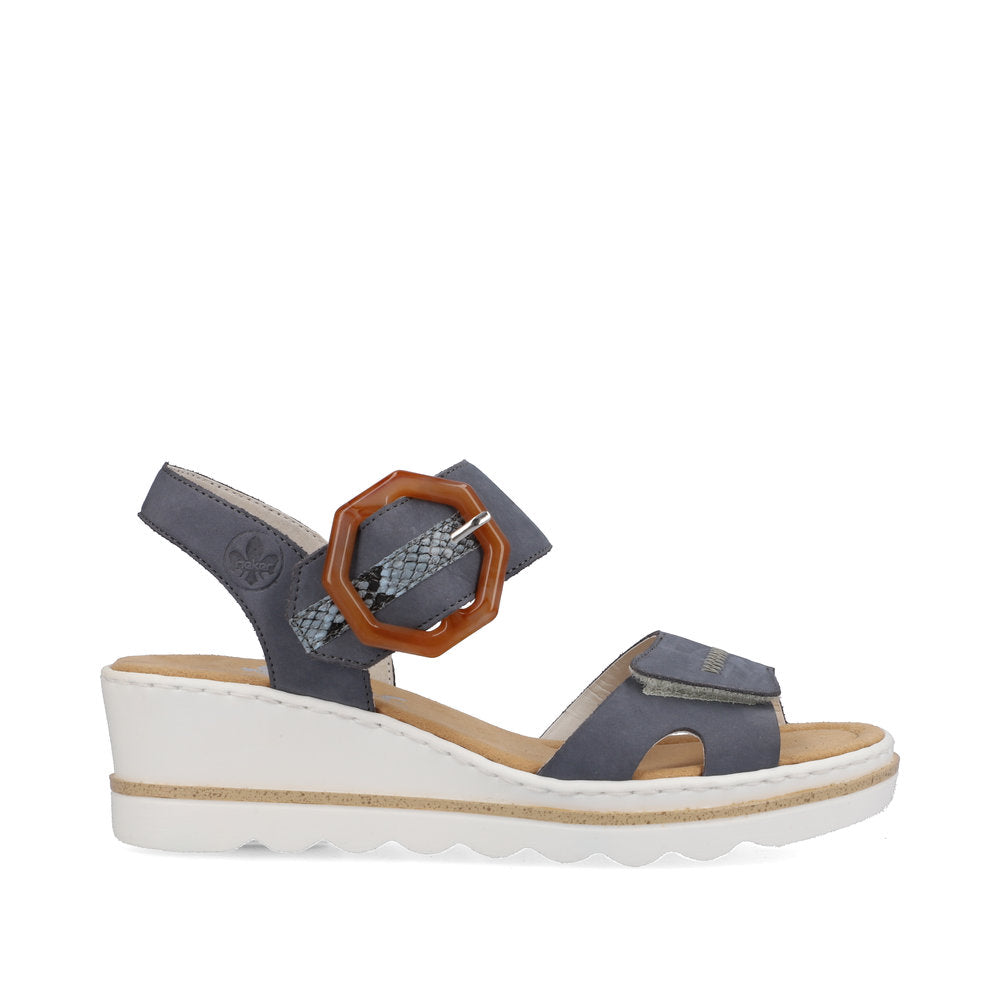 Rieker Ladies Buckle Trim Adjustable Wedge Sandal