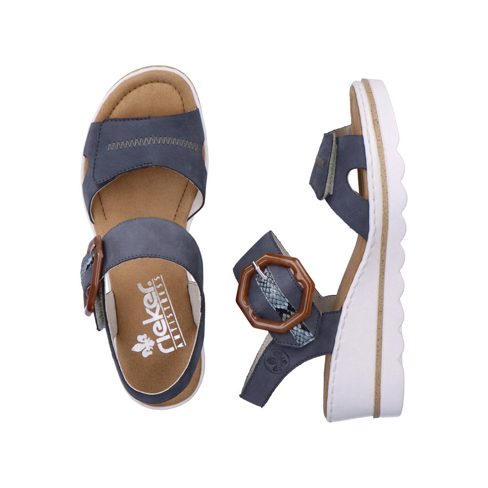 Rieker Ladies Buckle Trim Adjustable Wedge Sandal
