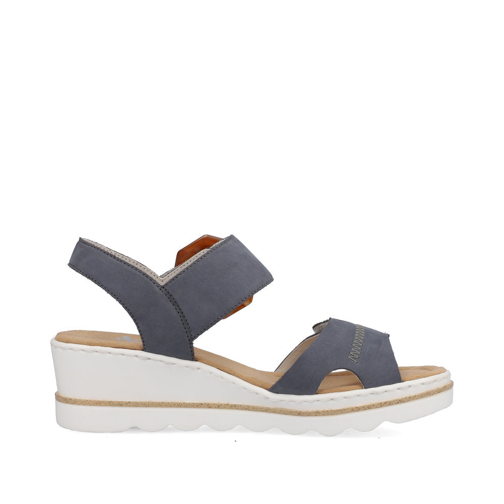 Rieker Ladies Buckle Trim Adjustable Wedge Sandal
