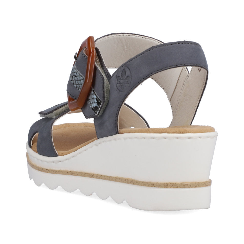 Rieker Ladies Buckle Trim Adjustable Wedge Sandal