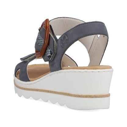 Rieker Ladies Buckle Trim Adjustable Wedge Sandal