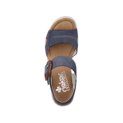 Rieker Ladies Buckle Trim Adjustable Wedge Sandal