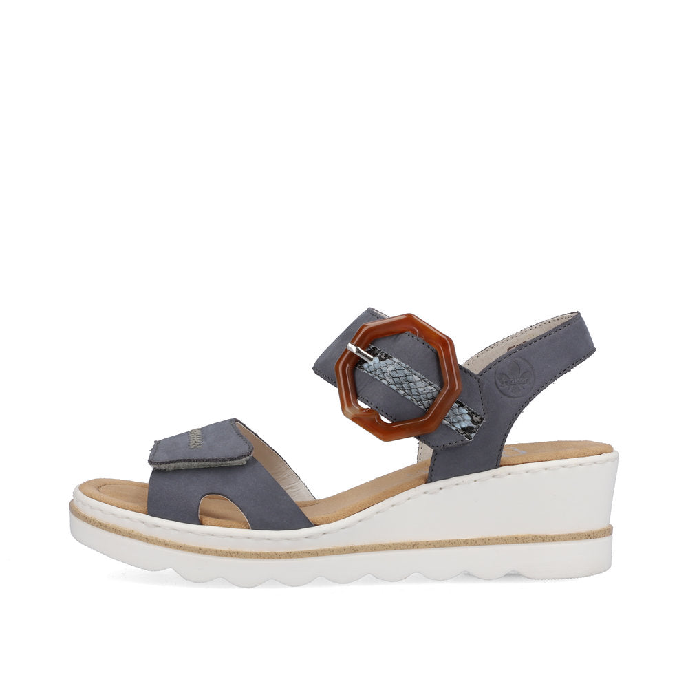 Rieker Ladies Buckle Trim Adjustable Wedge Sandal