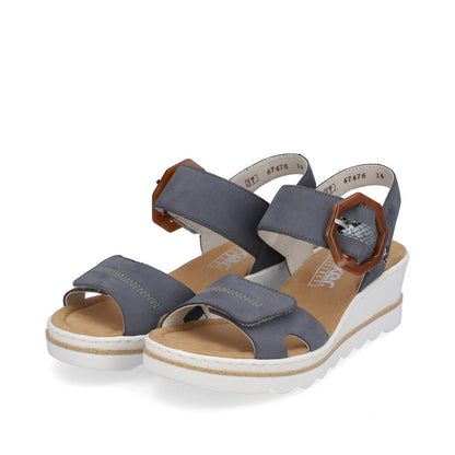 Rieker Ladies Buckle Trim Adjustable Wedge Sandal