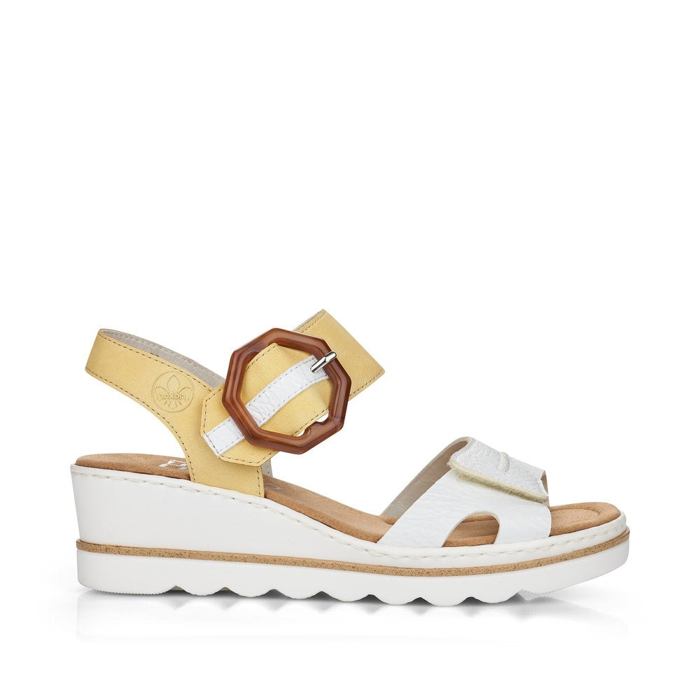 Rieker Ladies Buckle Trim Adjustable Wedge Sandal