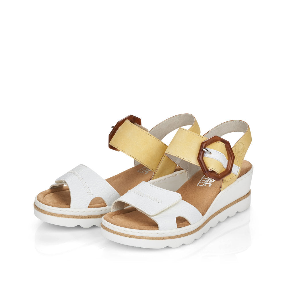 Rieker Ladies Buckle Trim Adjustable Wedge Sandal