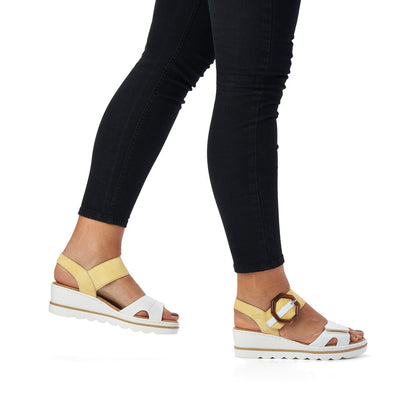 Rieker Ladies Buckle Trim Adjustable Wedge Sandal