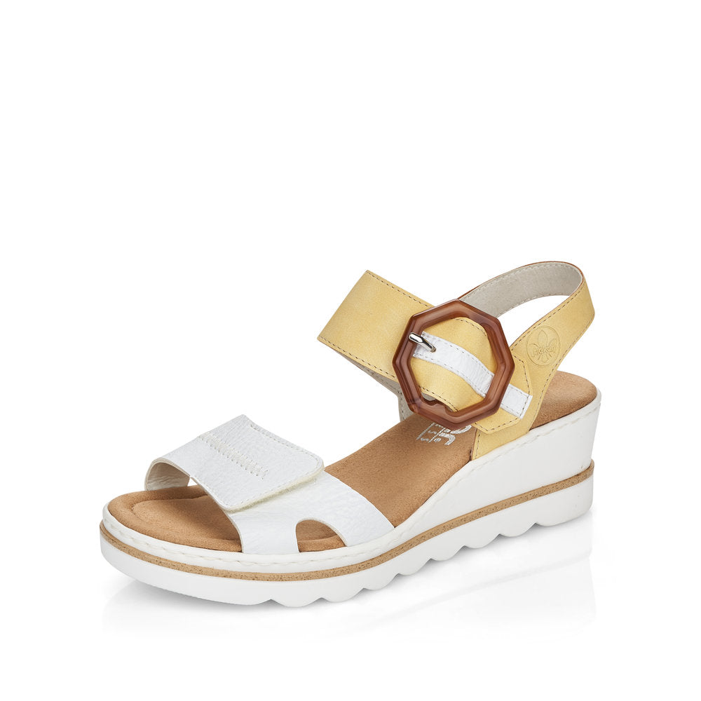 Rieker Ladies Buckle Trim Adjustable Wedge Sandal