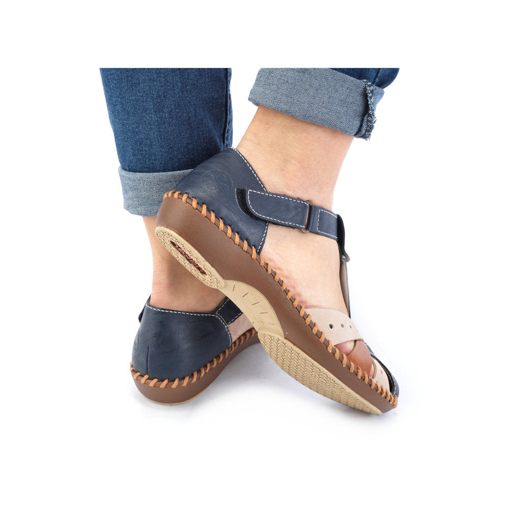Rieker Ladies T Bar Closed Toe Sandal