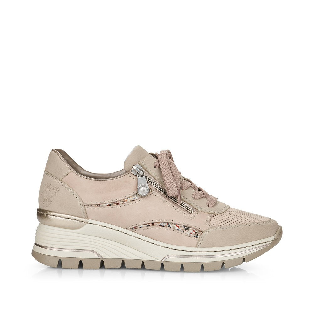 Rieker Ladies Wedge Heel Lace Up Sneaker
