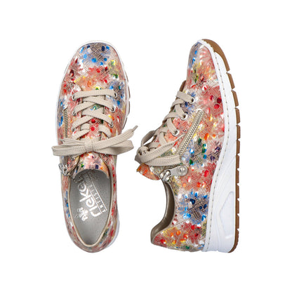 Rieker Ladies Floral print Lace Up shoe