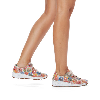 Rieker Ladies Floral print Lace Up shoe