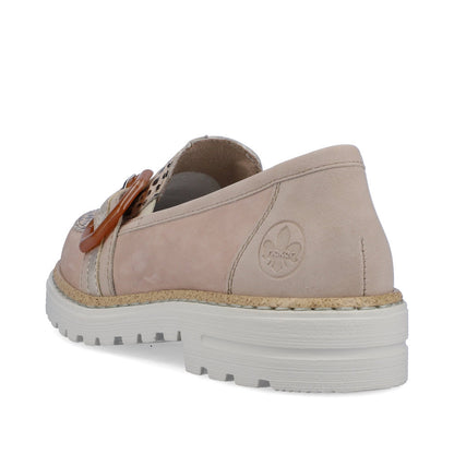 Rieker Ladies Buckle Trim Nubuck Loafer