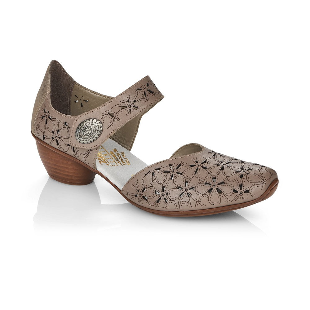 Rieker Ladies Mary Jane Shoe Lazer Cut Detail