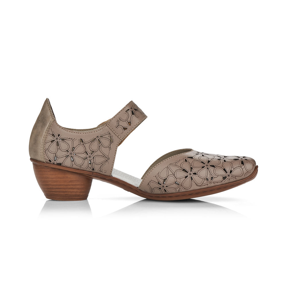 Rieker Ladies Mary Jane Shoe Lazer Cut Detail