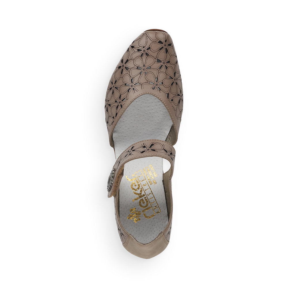 Rieker Ladies Mary Jane Shoe Lazer Cut Detail