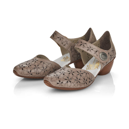 Rieker Ladies Mary Jane Shoe Lazer Cut Detail