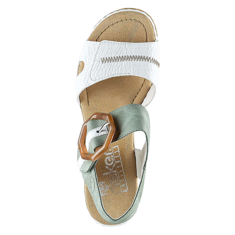 Rieker Ladies Wedge Heel Sandal Buckle Trim