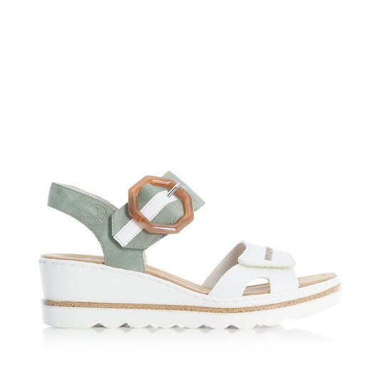Rieker Ladies Wedge Heel Sandal Buckle Trim