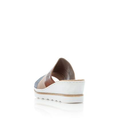 Rieker Ladies 3 Tone Slip On Wedge Sandal