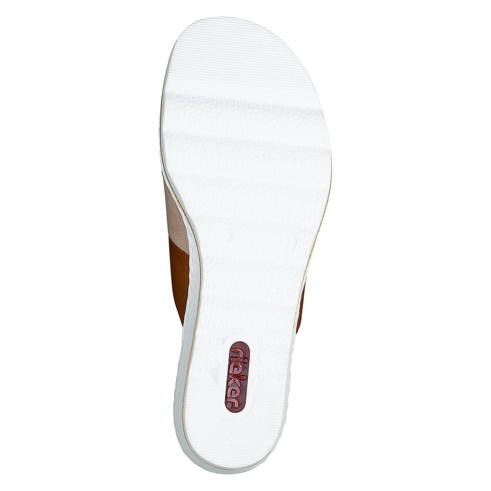Rieker Ladies 3 Tone Slip On Wedge Sandal