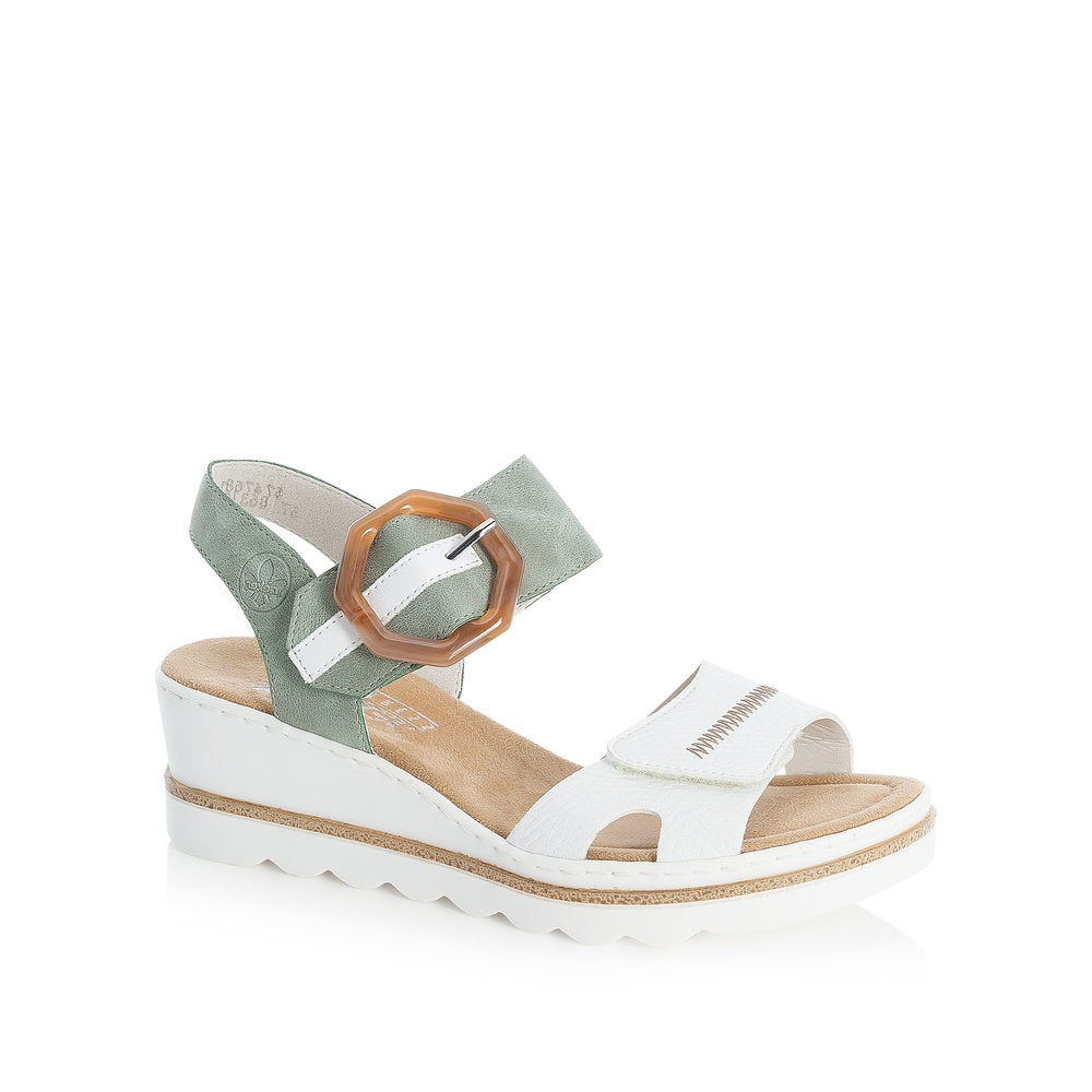 Rieker Ladies Wedge Heel Sandal Buckle Trim