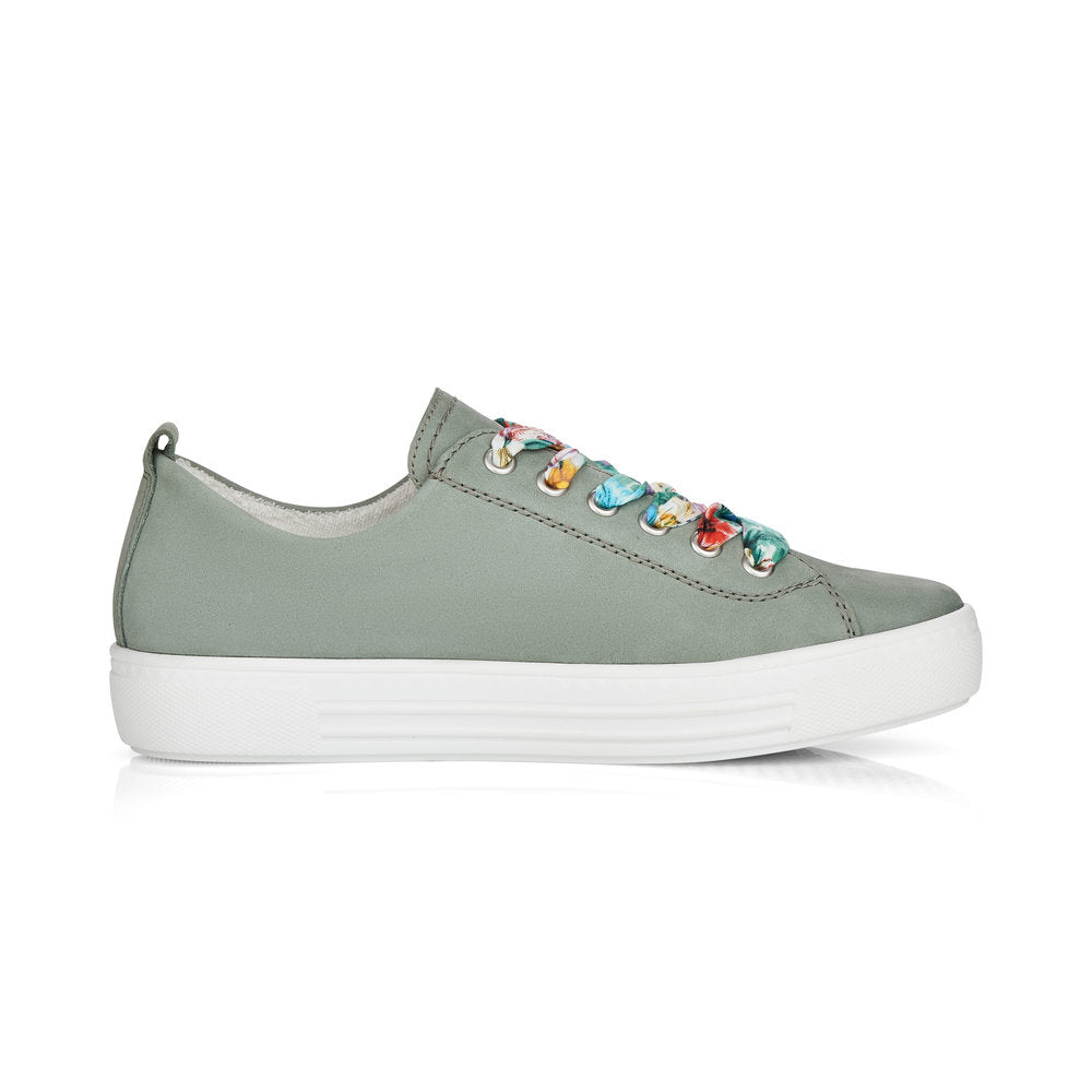 Remonte Ladies Multi Lace Flatform Sneaker Mint