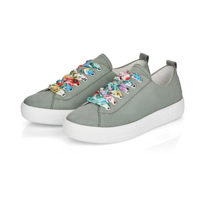 Remonte Ladies Multi Lace Flatform Sneaker Mint