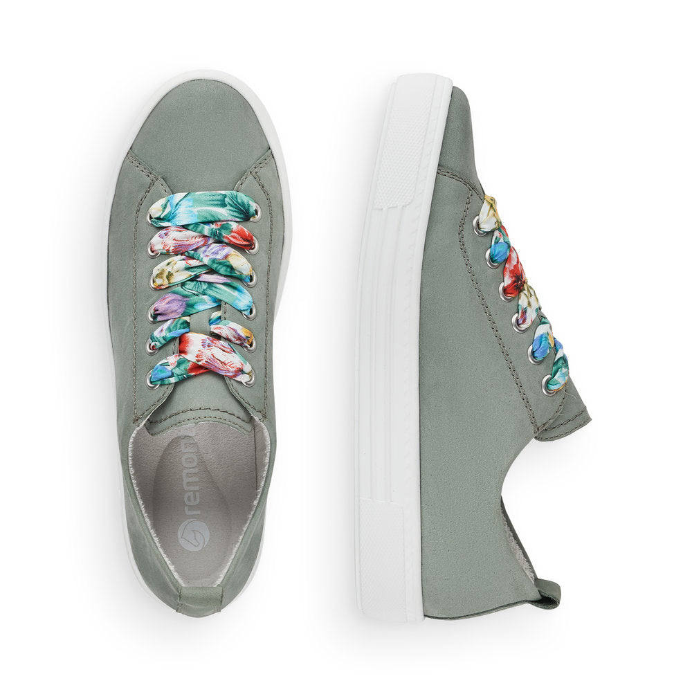 Remonte Ladies Multi Lace Flatform Sneaker Mint