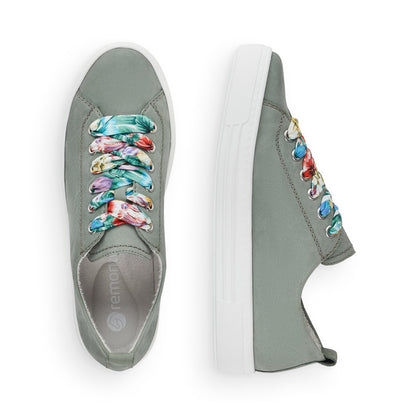 Remonte Ladies Multi Lace Flatform Sneaker Mint
