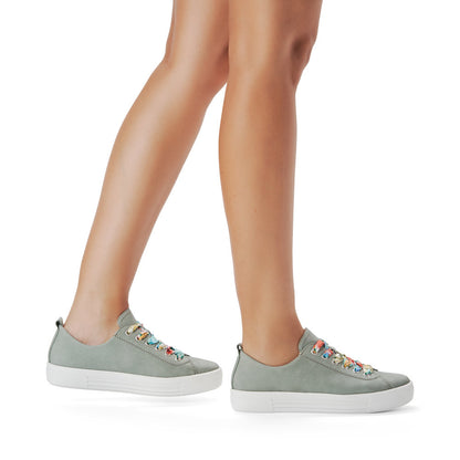 Remonte Ladies Multi Lace Flatform Sneaker Mint