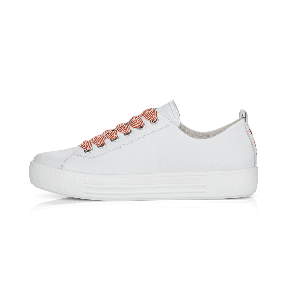 Remonte Ladies Multi Lace Flatform Sneaker White