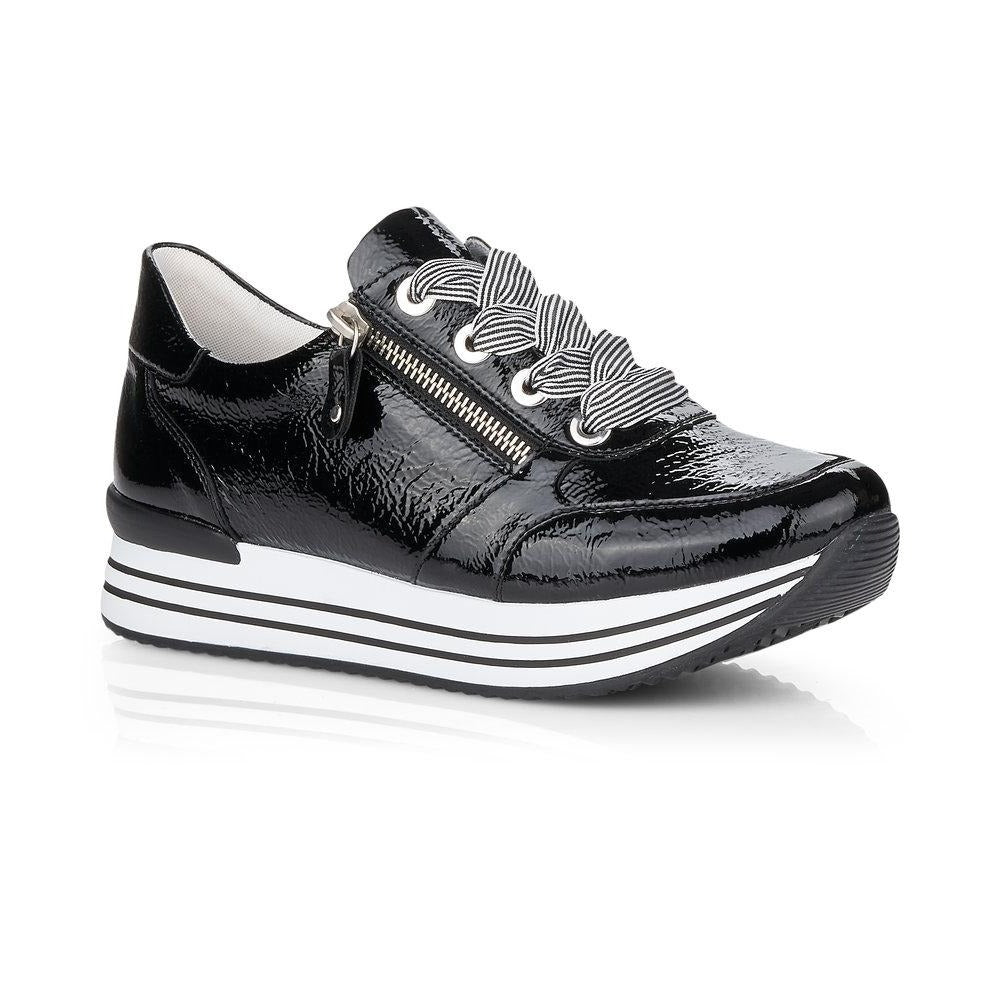 Remonte Ladies Double Sole Zip Sneaker Black