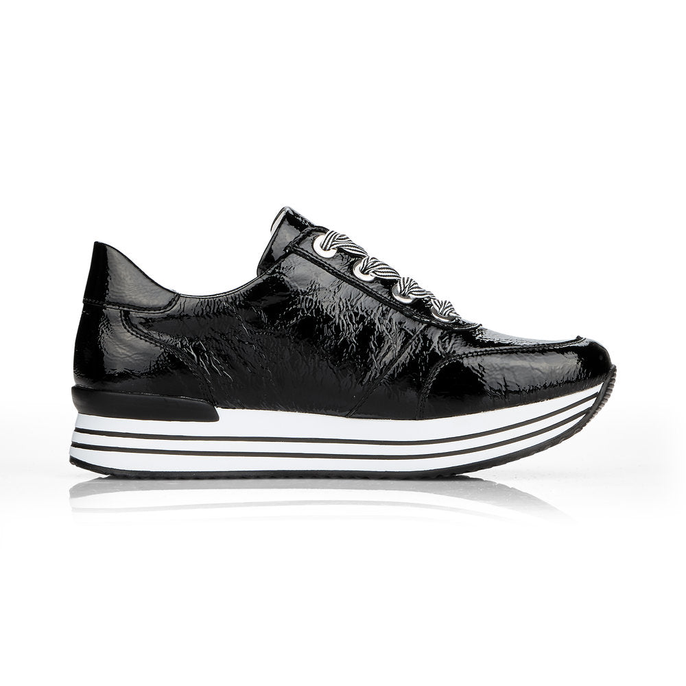 Remonte Ladies Double Sole Zip Sneaker Black