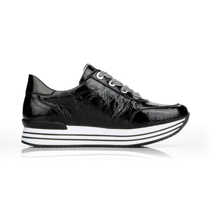 Remonte Ladies Double Sole Zip Sneaker Black