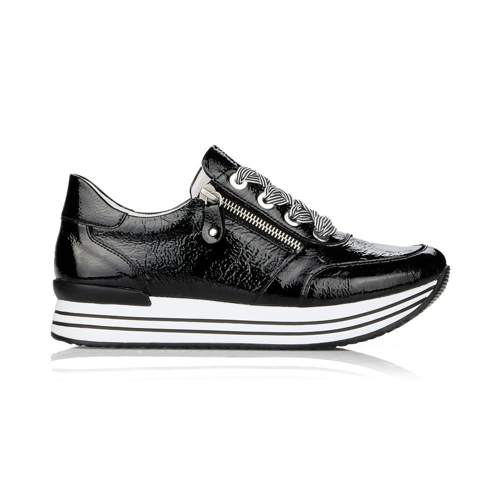 Remonte Ladies Double Sole Zip Sneaker Black