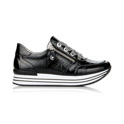 Remonte Ladies Double Sole Zip Sneaker Black