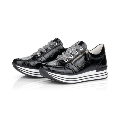 Remonte Ladies Double Sole Zip Sneaker Black