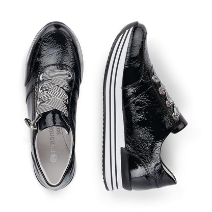 Remonte Ladies Double Sole Zip Sneaker Black