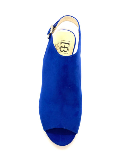 HB Ladies High Cut Block Heel Sandal Cobalt Suede