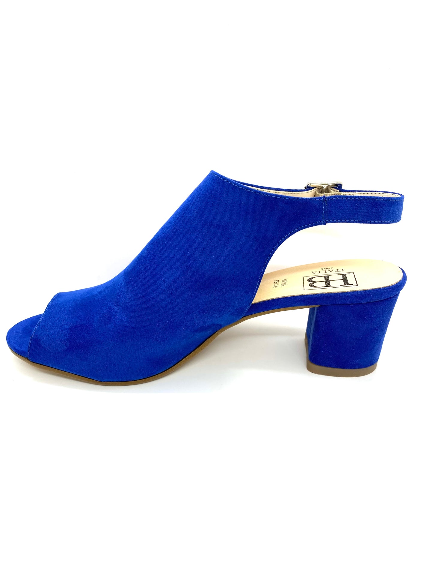 HB Ladies High Cut Block Heel Sandal Cobalt Suede