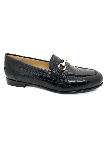 HB ladies Zoe Snaffle Trim Moccasin Black Croco